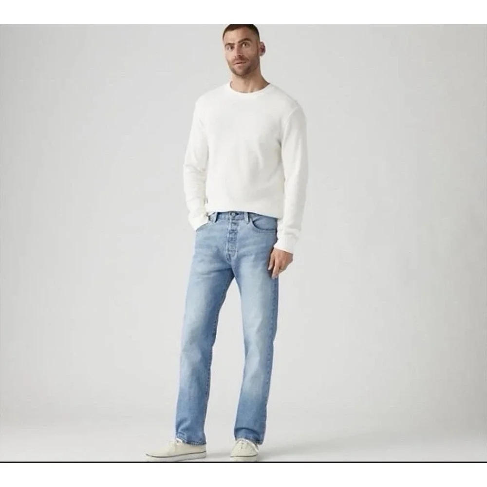 Levis 501 Original Fit Mens Blue Denim Jeans 34x34 Button Fly Straight Leg 06/04
